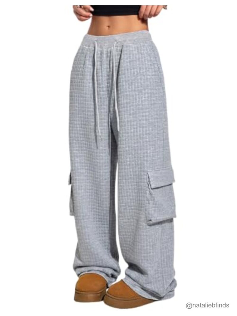 Wide Leg Cargo Sweatpants with Pockets High Rise Women's Casual Lounge - Picture 1 of 6